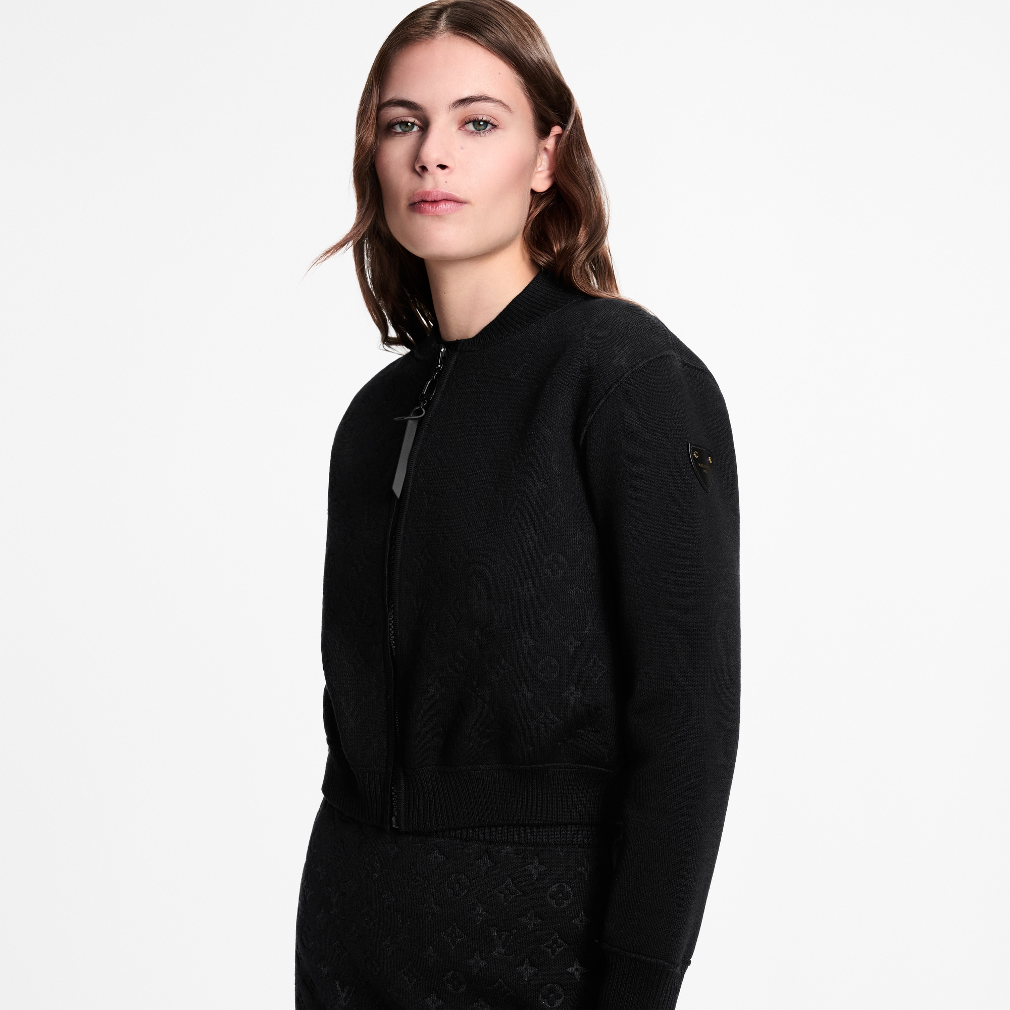 Monogram Accent Zip-Up Knit Jacket - Women - Ready-to-Wear | LOUIS